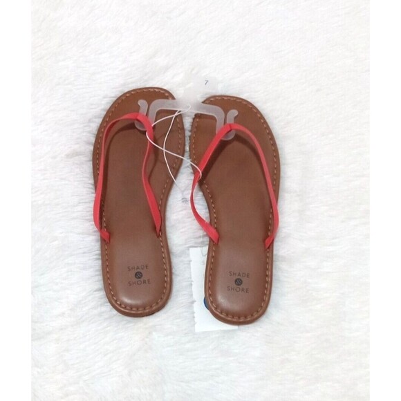 SHADE & SHORE Women's Faux Leather Flip Flop Sandals "CORAL" (Size 7) BRAND NEW - Picture 5 of 6
